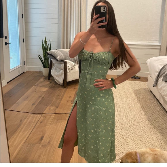 House of CB Dresses House Of Cb Carina Olive Floral Bustier Midi